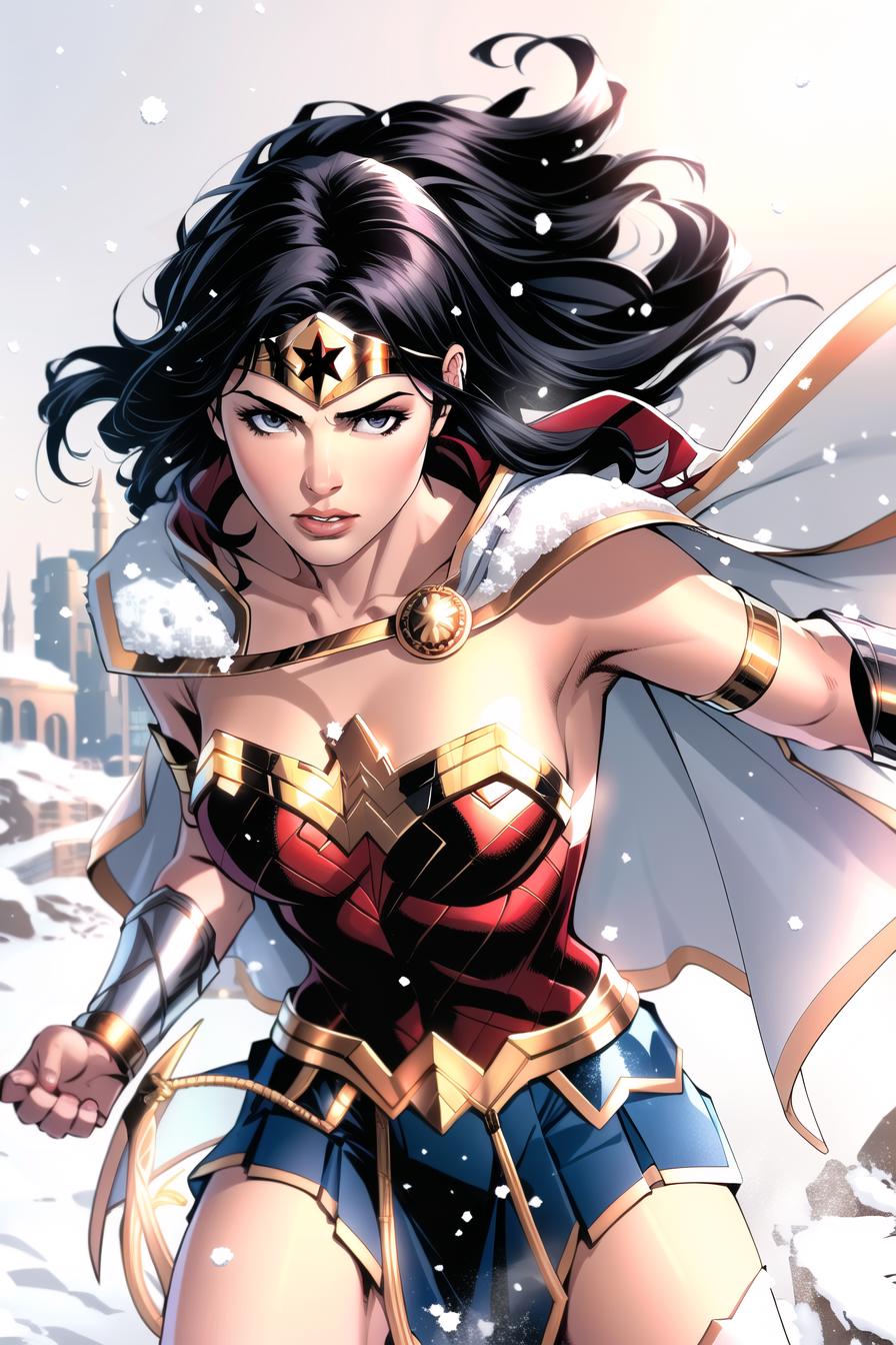 A Comic Book Image of a Woman in a Super Hero Costume.
