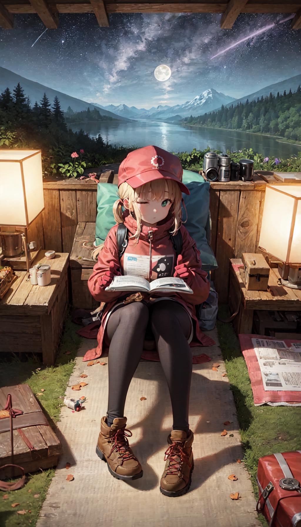 A girl reading a book while sitting on a bench.