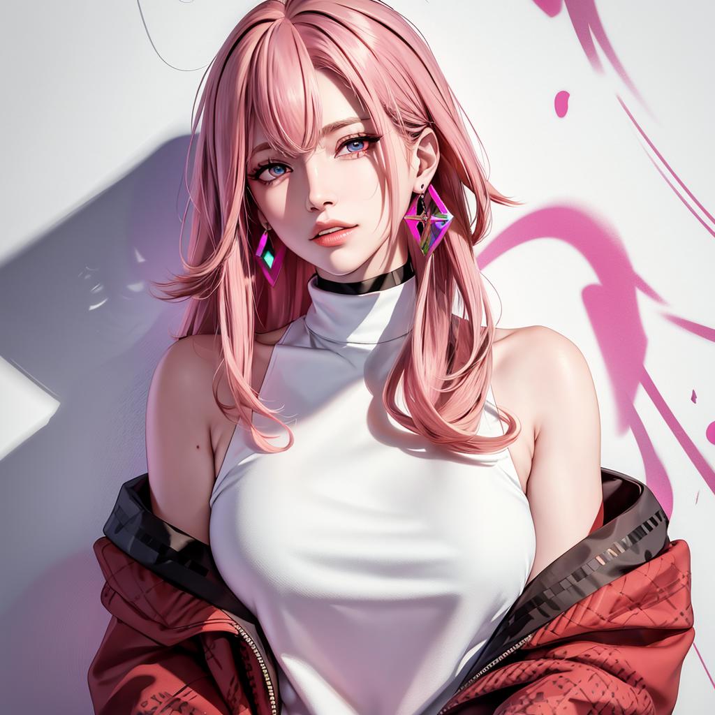 Anime Cartoon Character in a Pink and White Outfit.