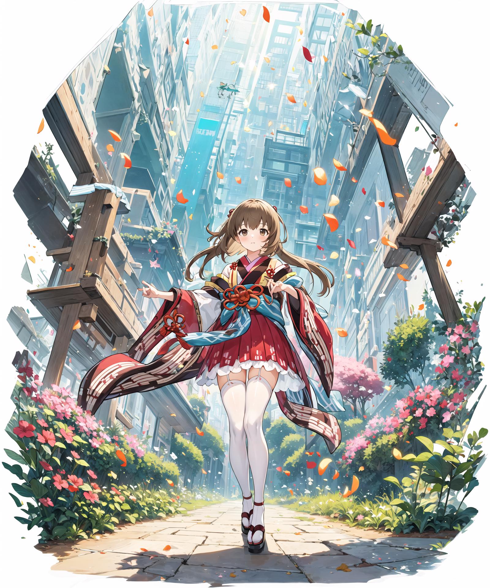 Standing Full Body with Background Style LoRA (带背景立绘/背景付き立ち絵) image by Minagi