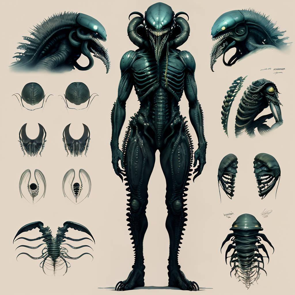 Giger-ish alien-like creatures (5MB LoRA) image