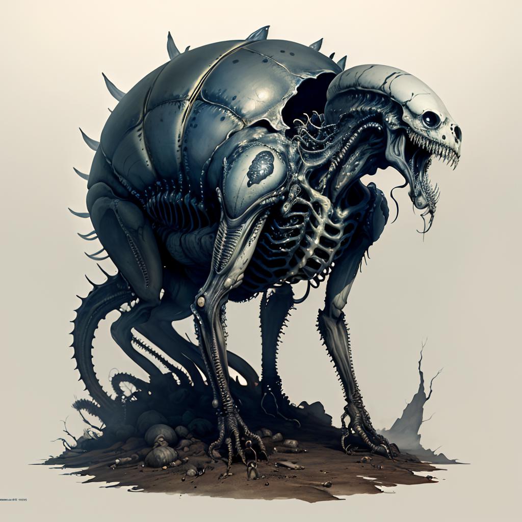 Giger-ish alien-like creatures (5MB LoRA) image