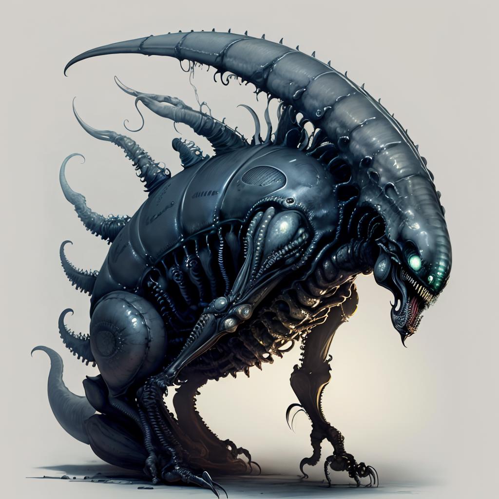 Giger-ish alien-like creatures (5MB LoRA) image