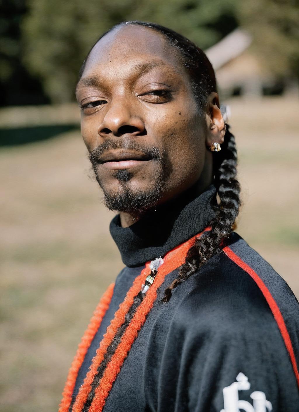 A Man with Braids and Red Tassles Staring at the Camera.