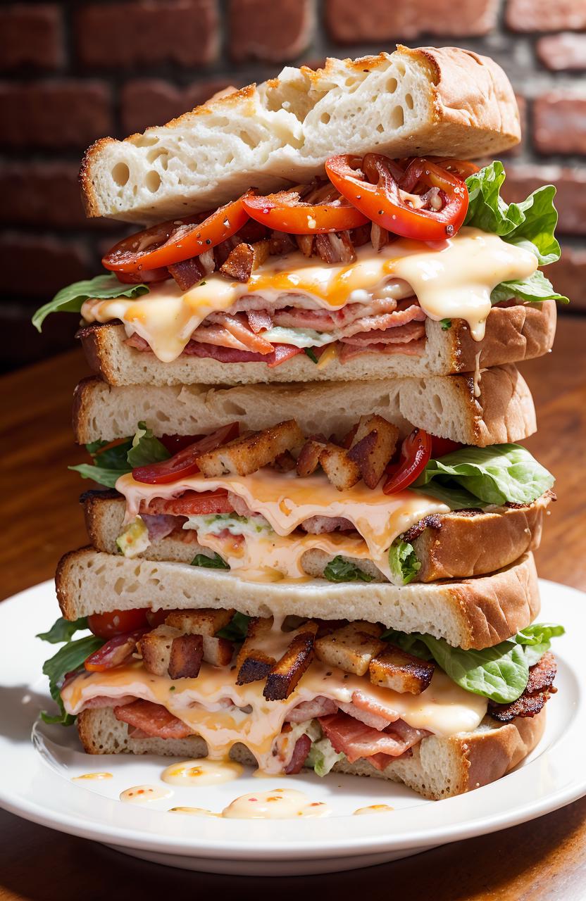 A Delicious Stack of Sandwiches with Lettuce and Tomatoes
