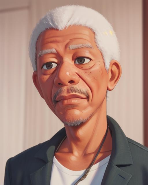 Computer-generated image of a cartoon man with white hair and a beard.