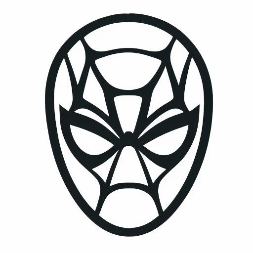 Black and white spider man mask logo.