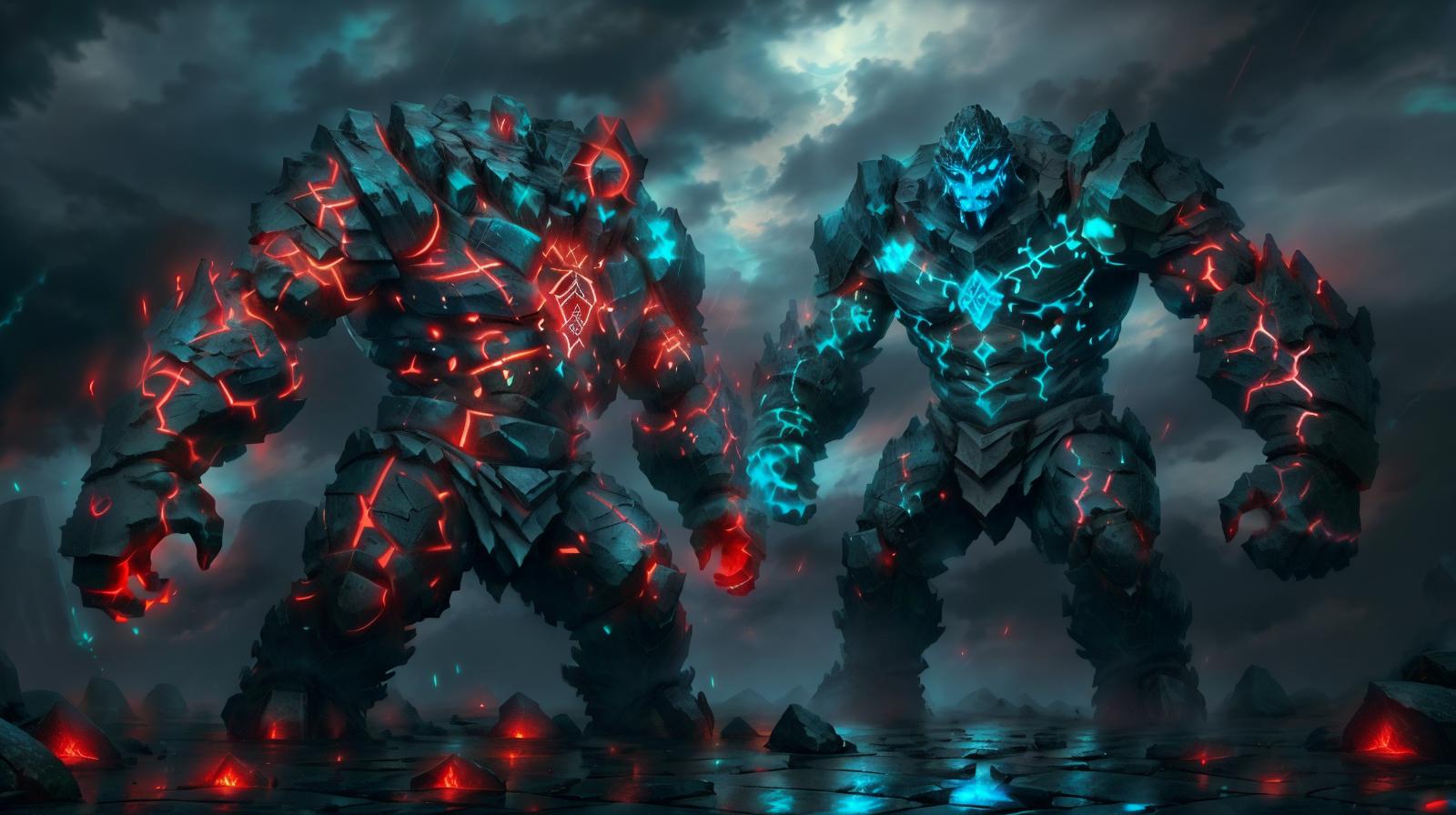 Elemental Golems (Fire, Lava, Ice, Stone, Water) image by exadi