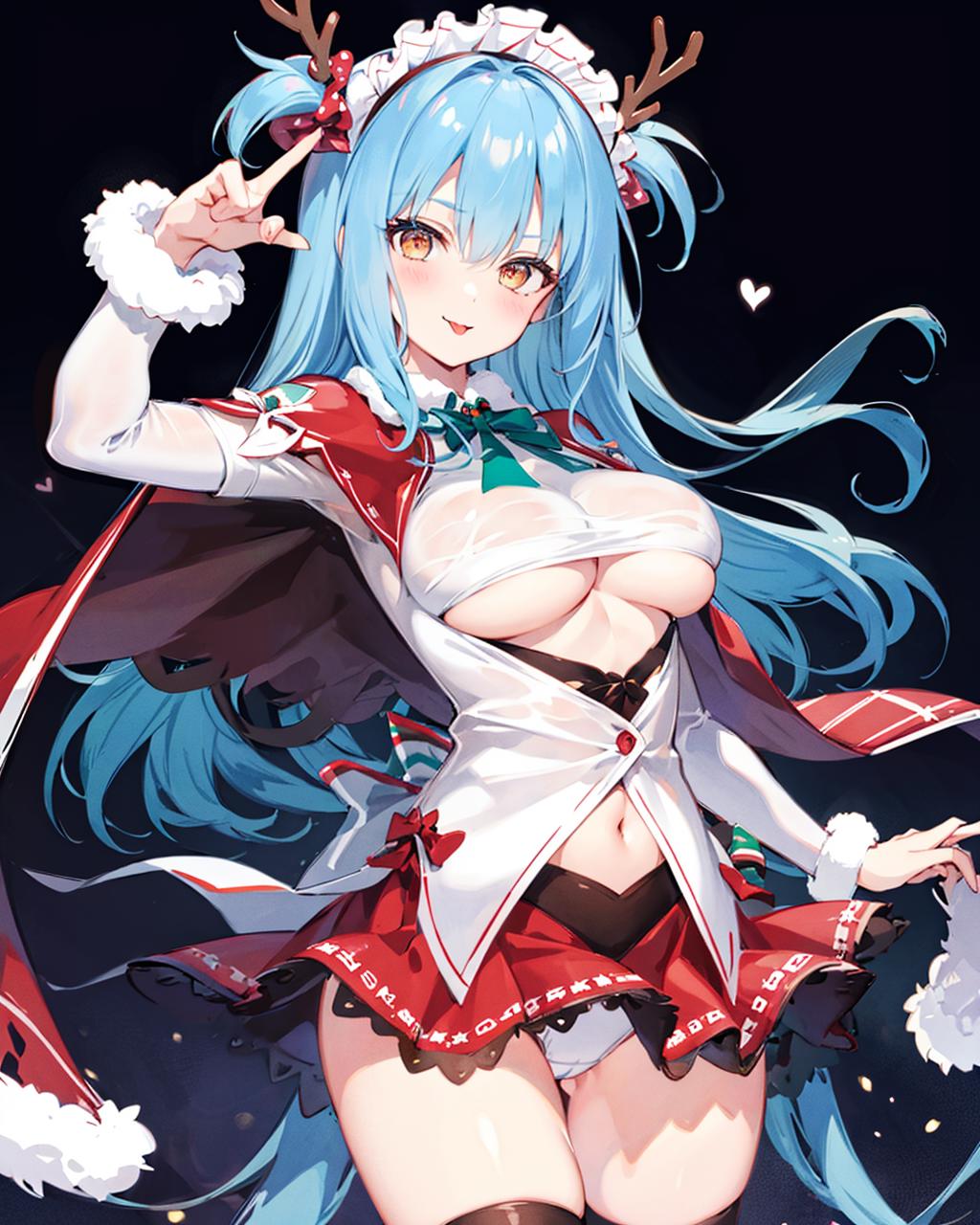 Neptune (Azur Lane) Princess of the Reindeers Christmas Outfit 海王星 圣诞节 image by rerorerorero