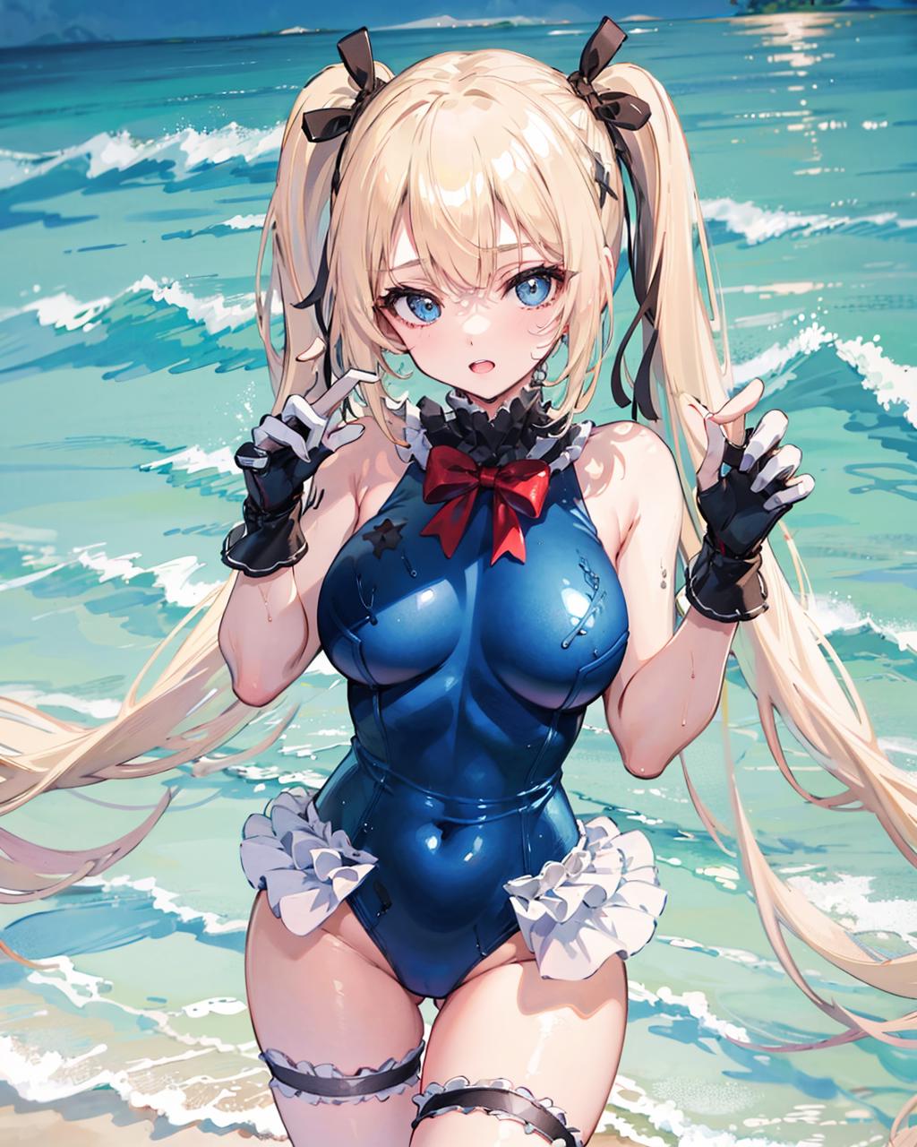 Marie Rose (DOA)+(Azur Lane) Devilish Servant Against the Splashing Waves 玛丽罗斯 泳装 image by rerorerorero