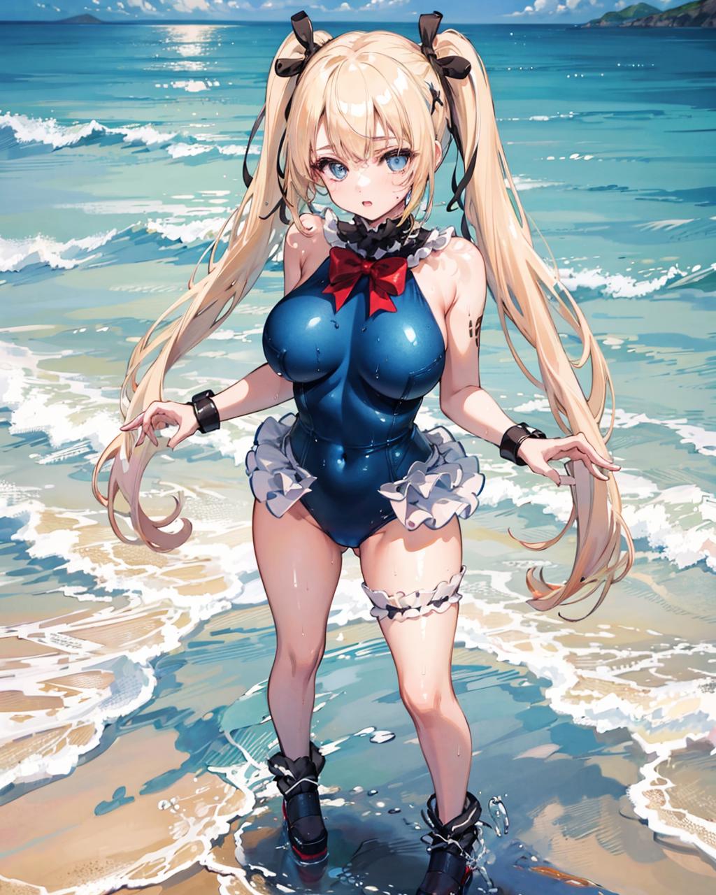 Marie Rose (DOA)+(Azur Lane) Devilish Servant Against the Splashing Waves 玛丽罗斯 泳装 image by rerorerorero