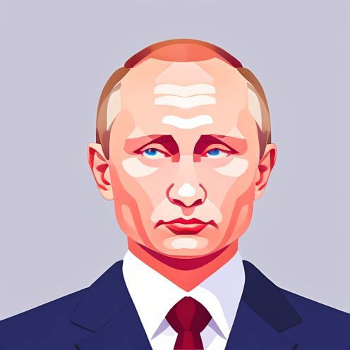 A portrait of a Russian President Vladimir Putin with blue eyes.