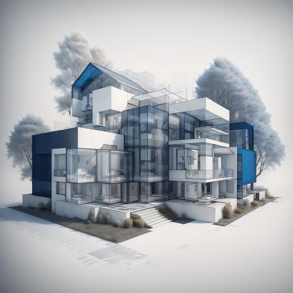 Architecture_Modern_House_Facade_Blueprint（现代房屋外立面设计蓝图）LoRa image by axebro