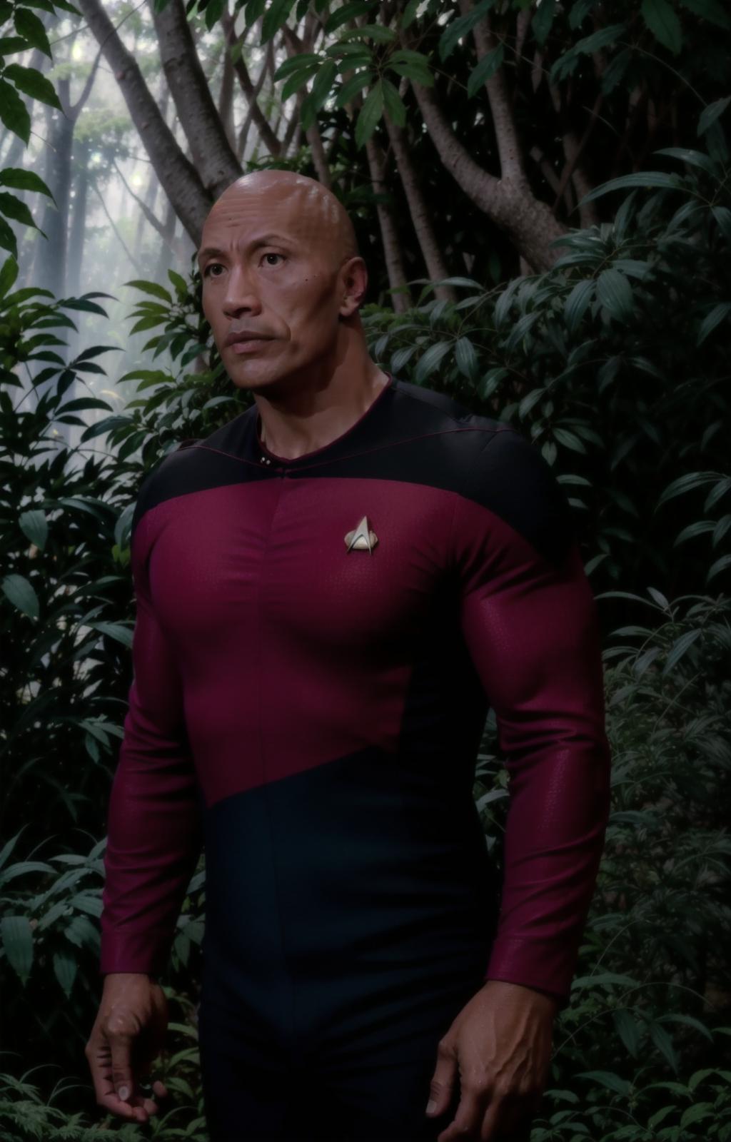 The Delta Force's Dwayne Johnson in a Star Trek Uniform.