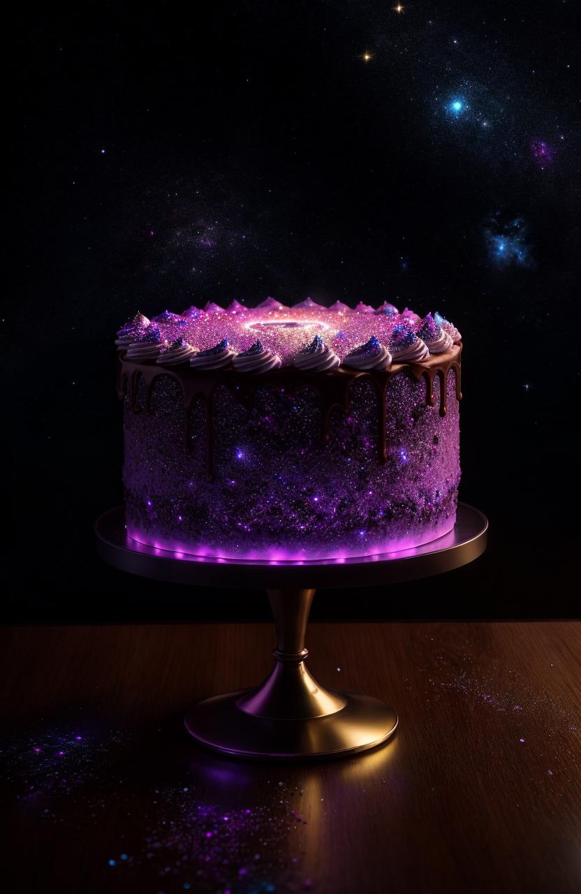 Purple and White Cake with Frosting and Sprinkles on a Platter