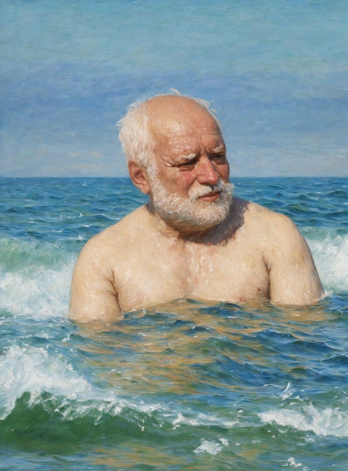 Old Man in the Water Painting