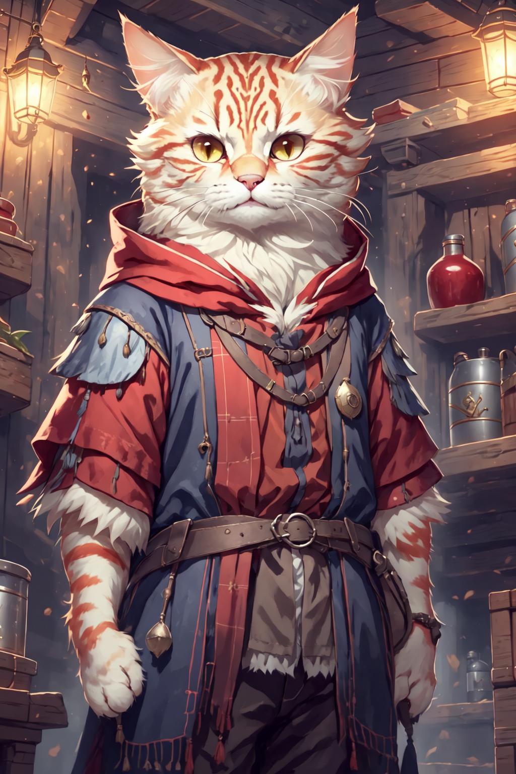 A cartoon image of a cat dressed in a wizard's outfit.