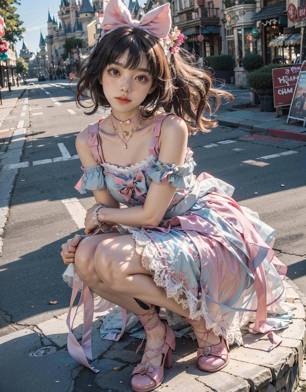 Asian Woman in a Pink Dress Posing for a Picture