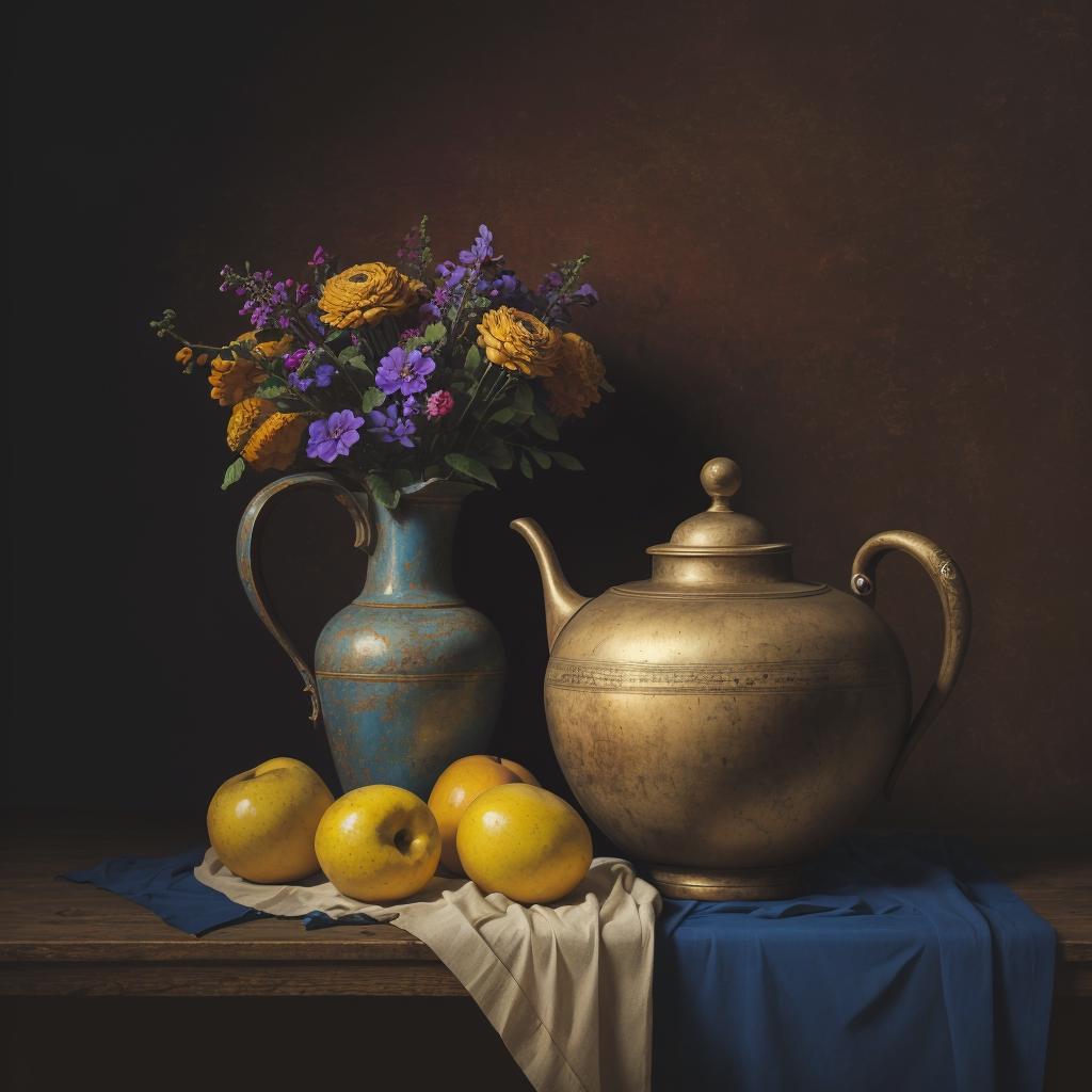 still life,Oil paintings,Flowers, fruit,静物 image by PinkCool