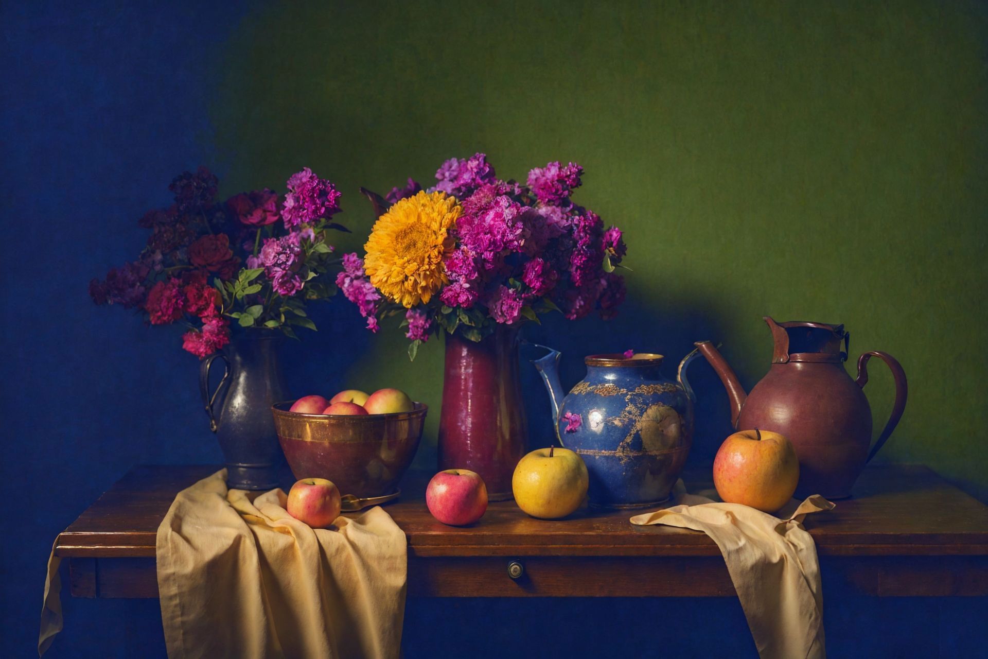 still life,Oil paintings,Flowers, fruit,静物 image by imnekosama