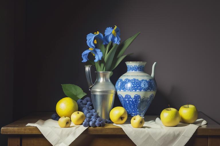 still life,Oil paintings,Flowers, fruit,静物 image by ChaosOrchestrator