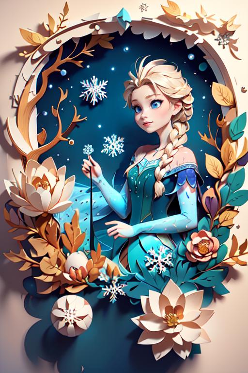 A beautifully illustrated Frozen princess with a blue dress.