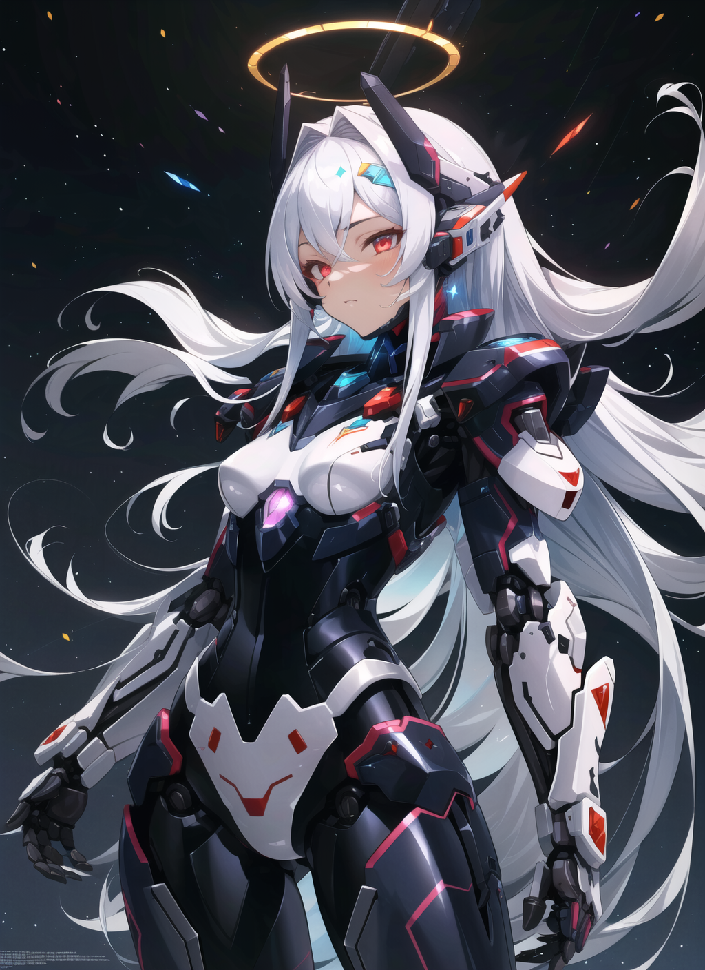 Anime character with white hair and armor.