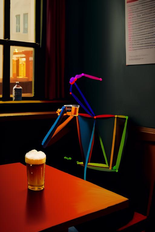 Colorful Skeleton Decoration and a Drink on a Table